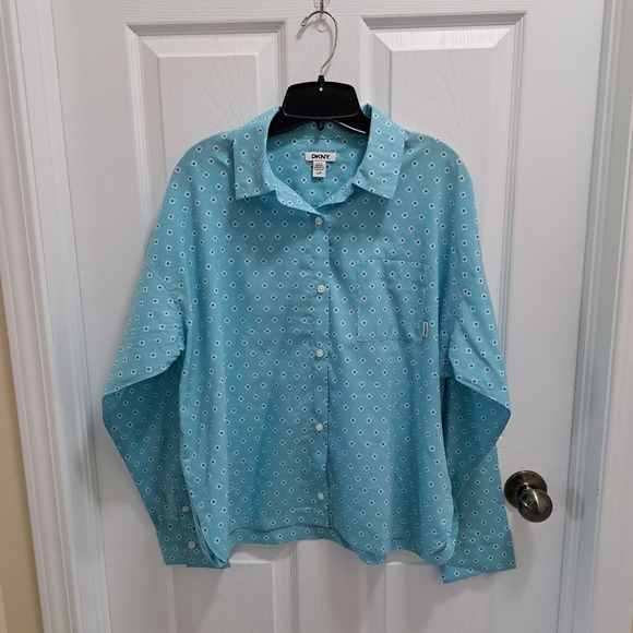 DKNY Pajama Set 2 Piece Blue White Womens Size Small Geometric PJ Set Loungewear - Picture 4 of 16